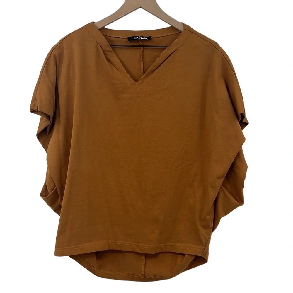 Caara‎ Vasto Top Womens XS Orange Gold Dolman Sleeve Cotton Top